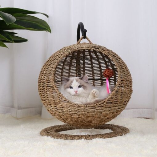 Pet Cat Litter Round Semi-enclosed Opening Cat Hanging Basket - Image 8